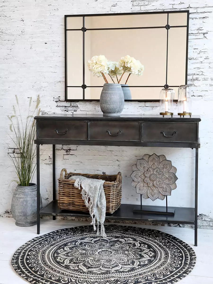 Černobílý kulatý jutový koberec 120 cm 2 Černobílý kulatý jutový koberec