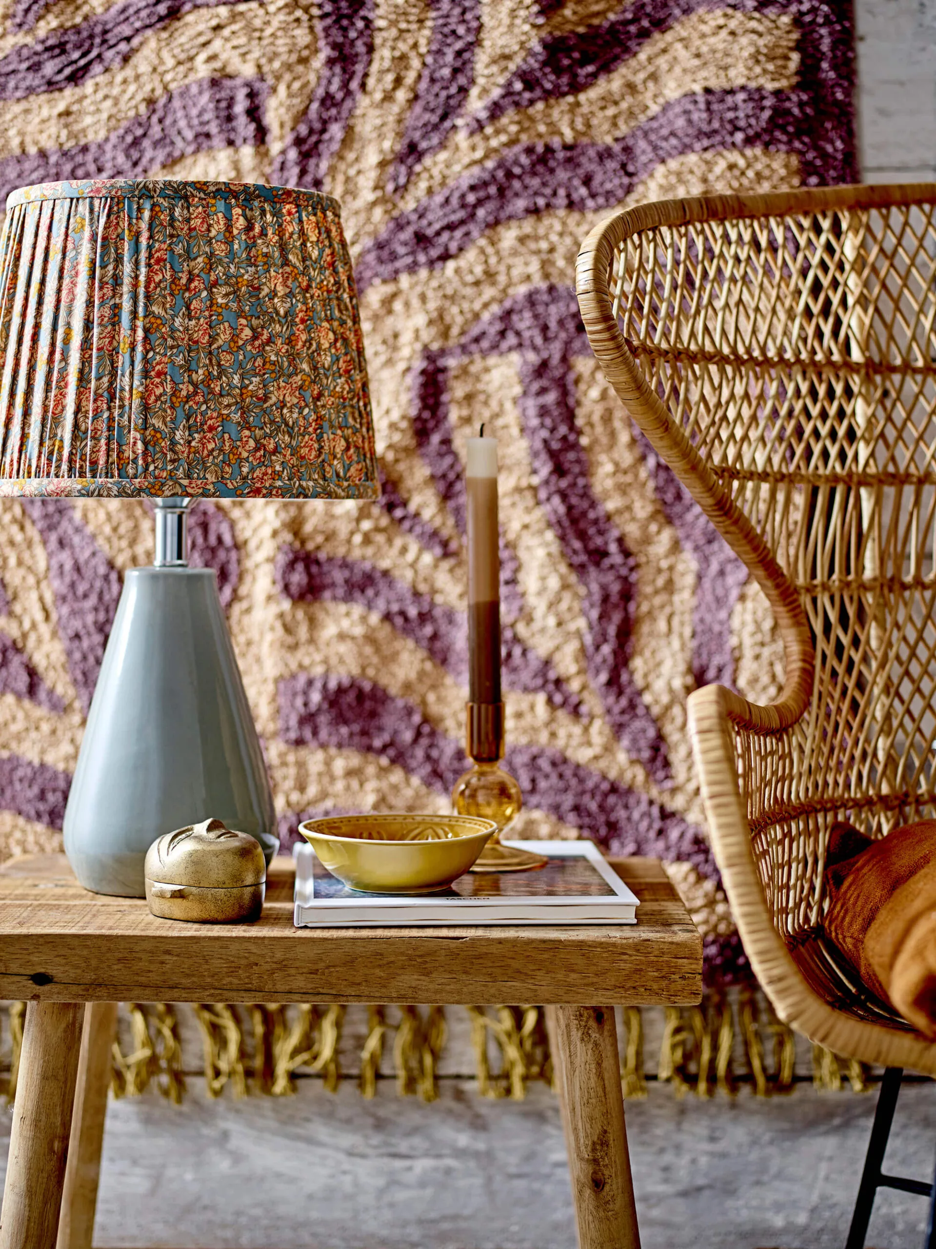 Cotton rug with purple pattern 150 x 90 cm 2 Cotton rug with purple pattern