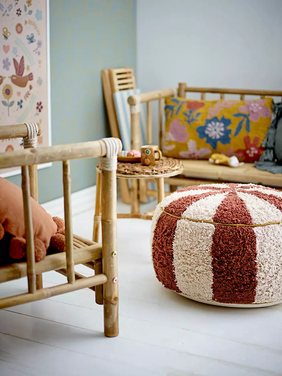 Pouf, Red, Cotton 2 Pufa, czerwona, bawełniana