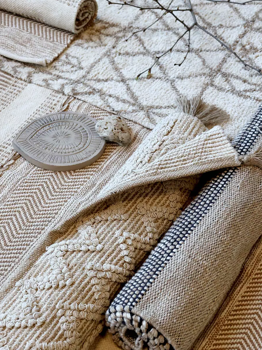 Teppich, Natürliche Baumwolle 3 Baumwollteppich in Naturfarbe