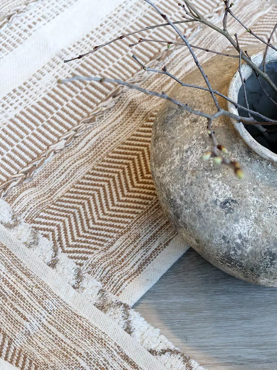 Teppich, Natürliche Baumwolle 4 Baumwollteppich in Naturfarbe