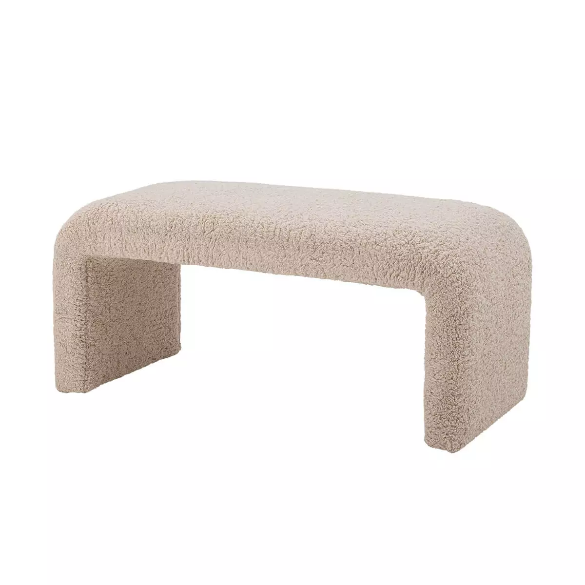 Ławka z jasnej tkaniny bouclé 3 Ławka z lekkiej tkaniny boucle w stylu nordyckim