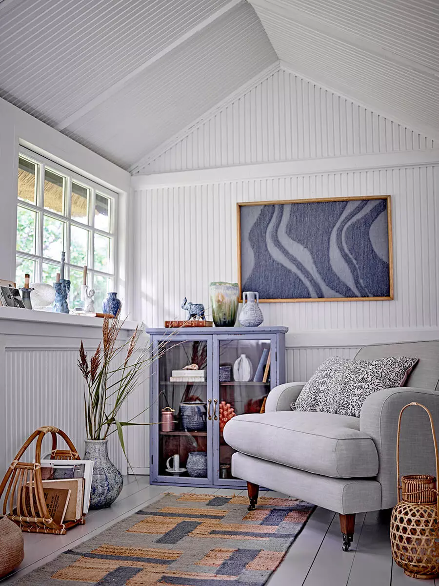 Groene Wollen Deken 2 Groen wollen vloerkleed met geometrisch patroon