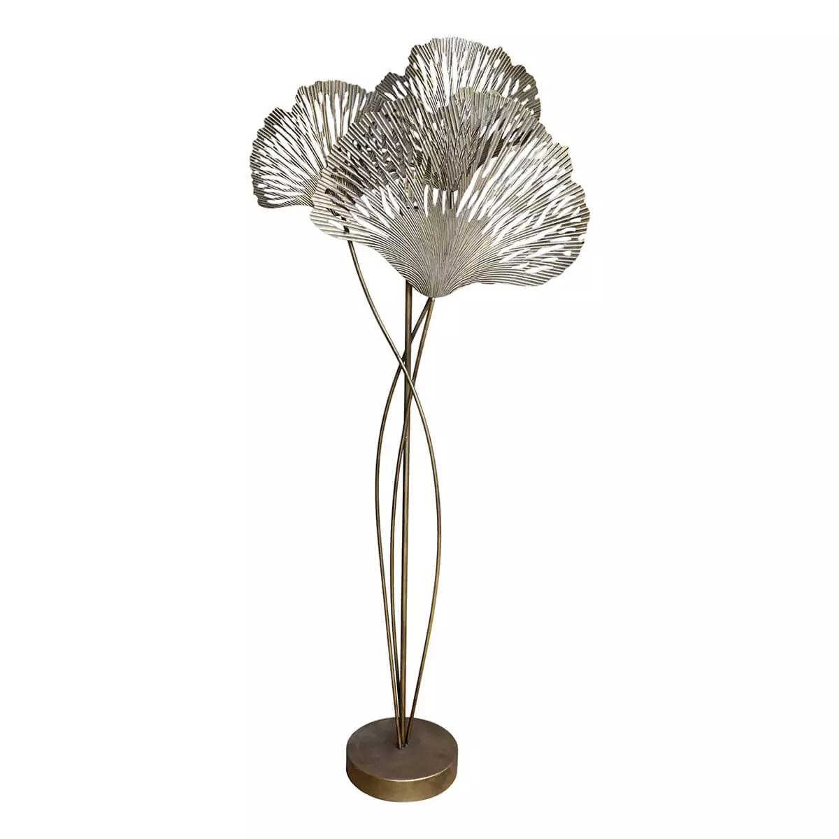 Floor Lamp Gingko leaves pattern 1 Floor lamp ginkgoe leaves metal lamp in brass