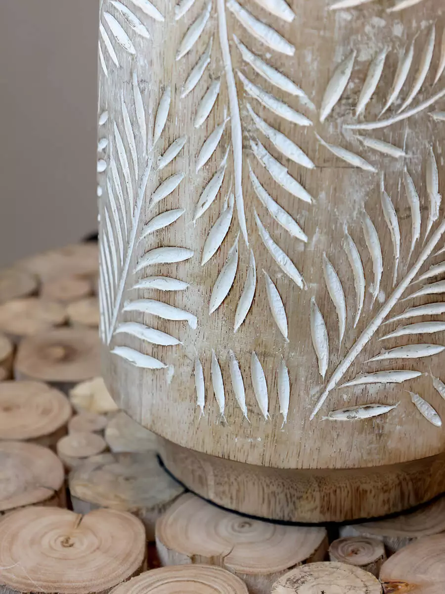 Lampă de masă cu bază din lemn 5 Lampă de masă cu bază din lemn și abajur din pânză