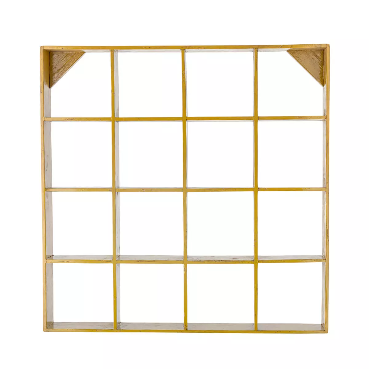 Żółta półka ścienna, drewno z odzysku 1 Żółta półka ścienna, drewno z odzysku