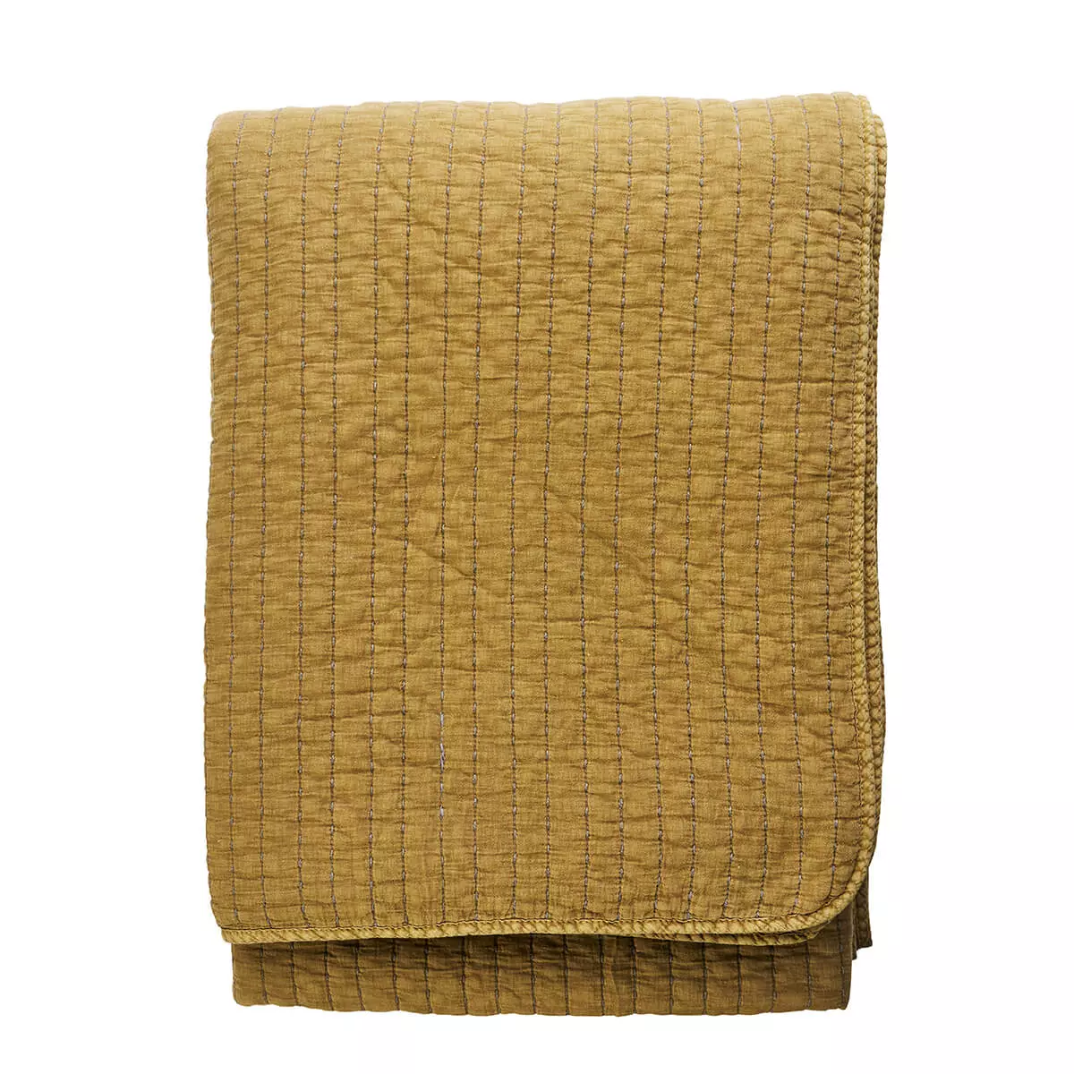 Prešita bombažna posteljna prevleka - gorčična 1 Prešita bombažna posteljna prevleka - gorčična