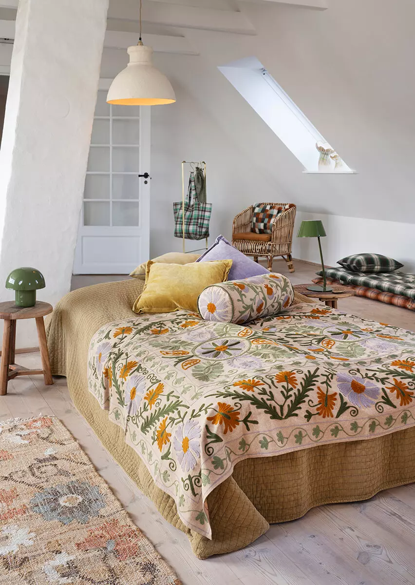 Prešita bombažna posteljna prevleka - gorčica 2 Prešita bombažna posteljna prevleka - gorčična