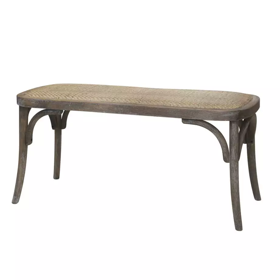 French-style bench with rattan seat