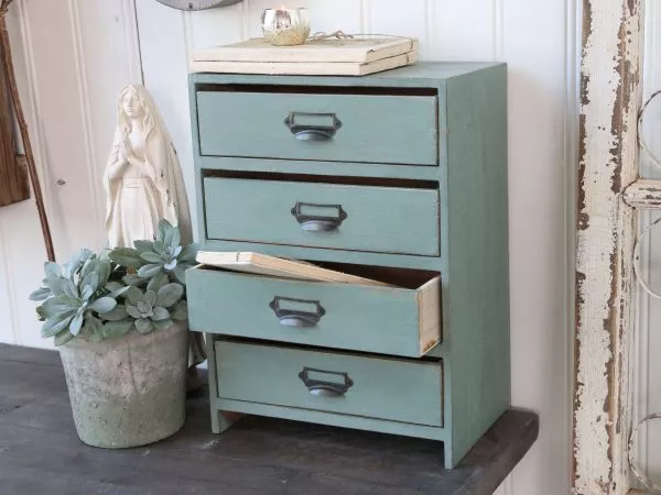 Mintgrüner kleiner Schrank mit Schubladen