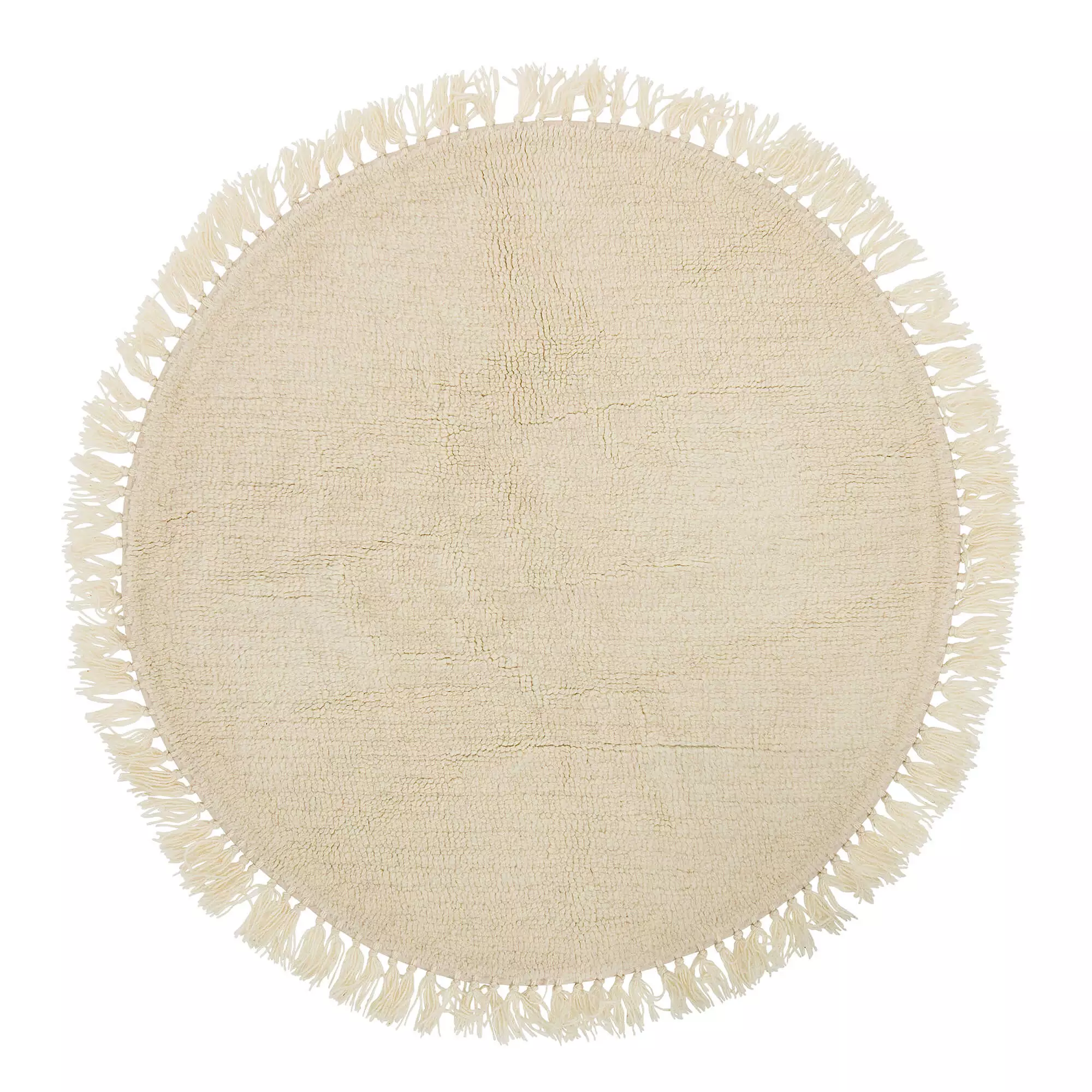 Rond beige wollen vloerkleed
