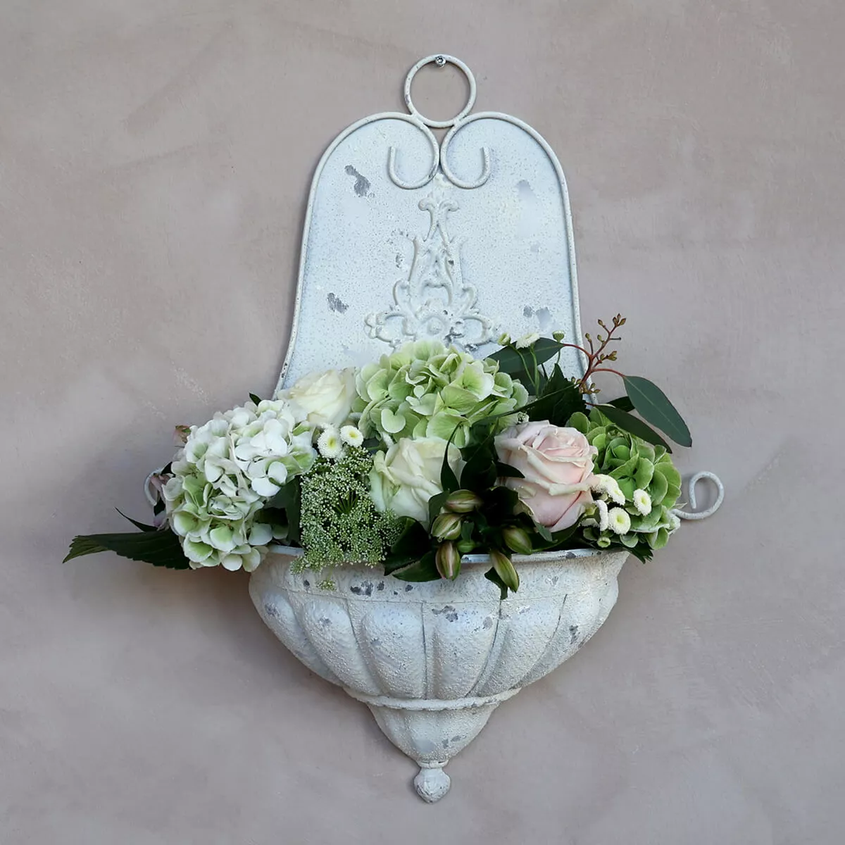 Old wall fountain for decoration - white