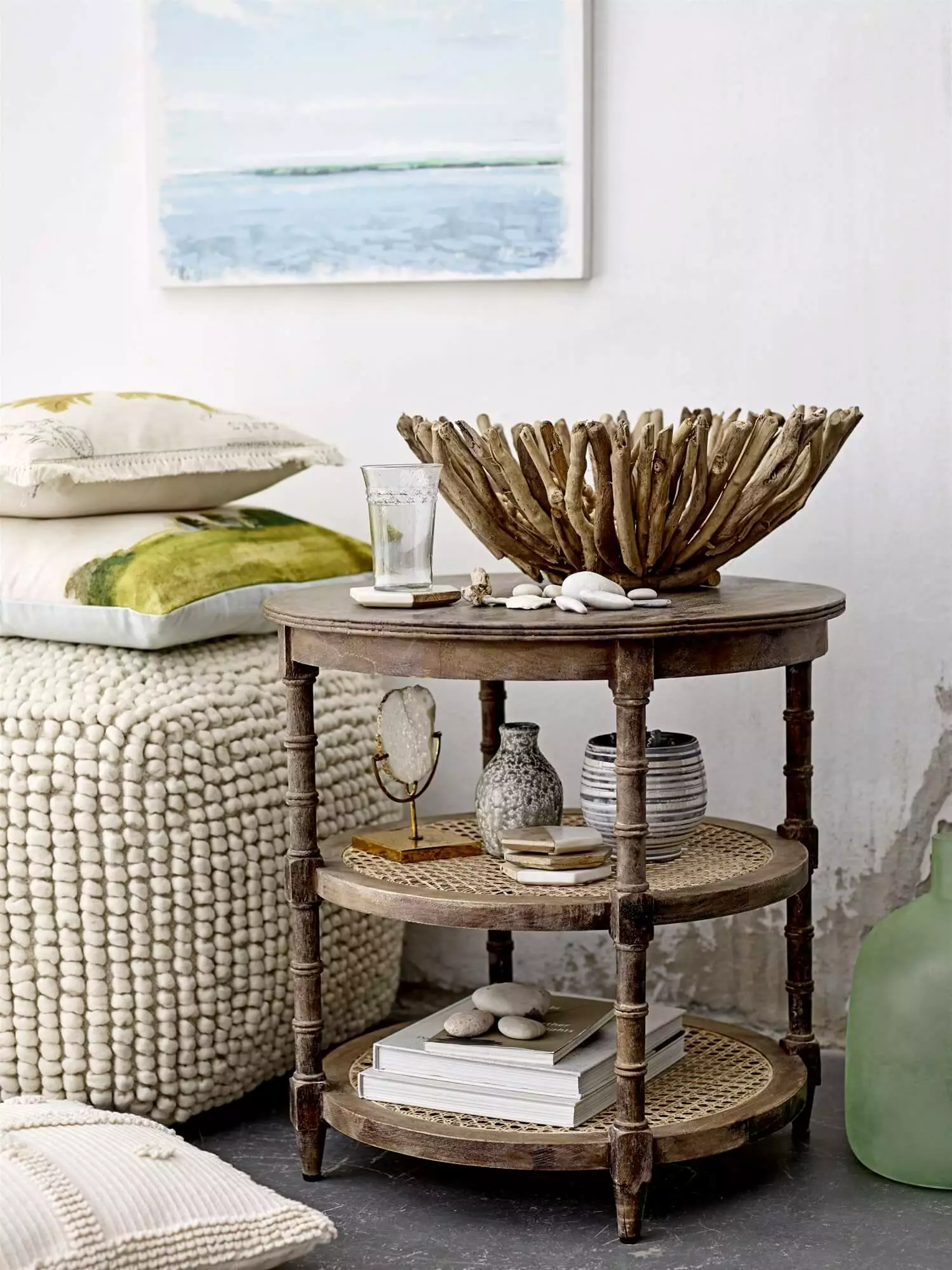 Wool pouf nature