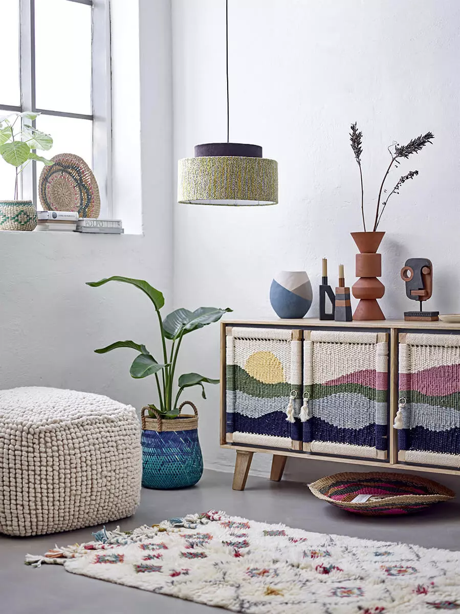 Wool pouf nature