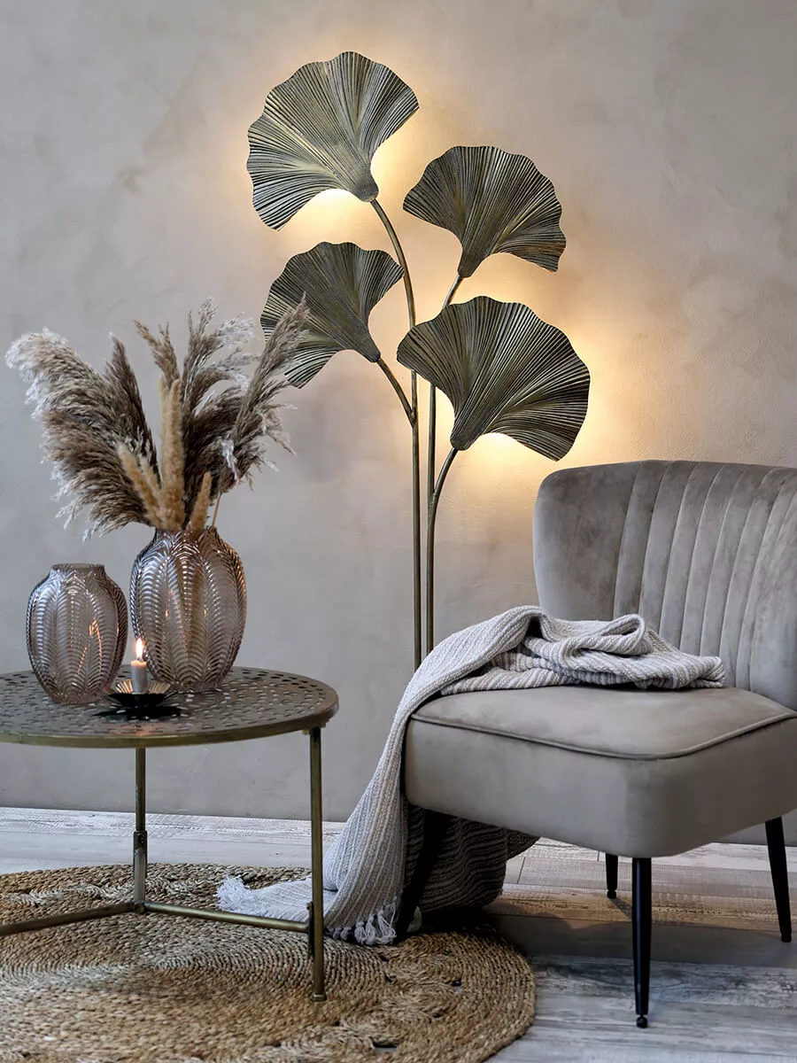Floor lamp with ginkgo leaves