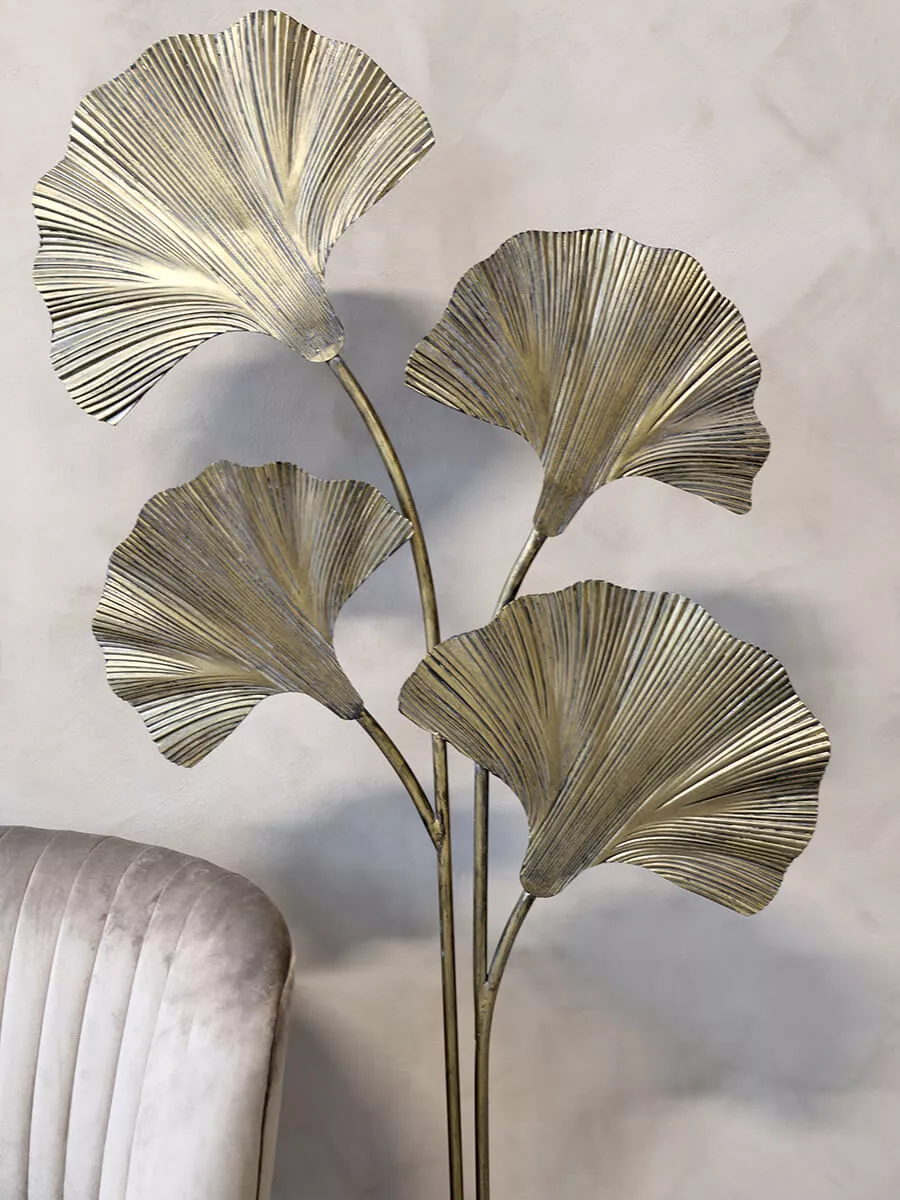 Floor lamp with ginkgo leaves