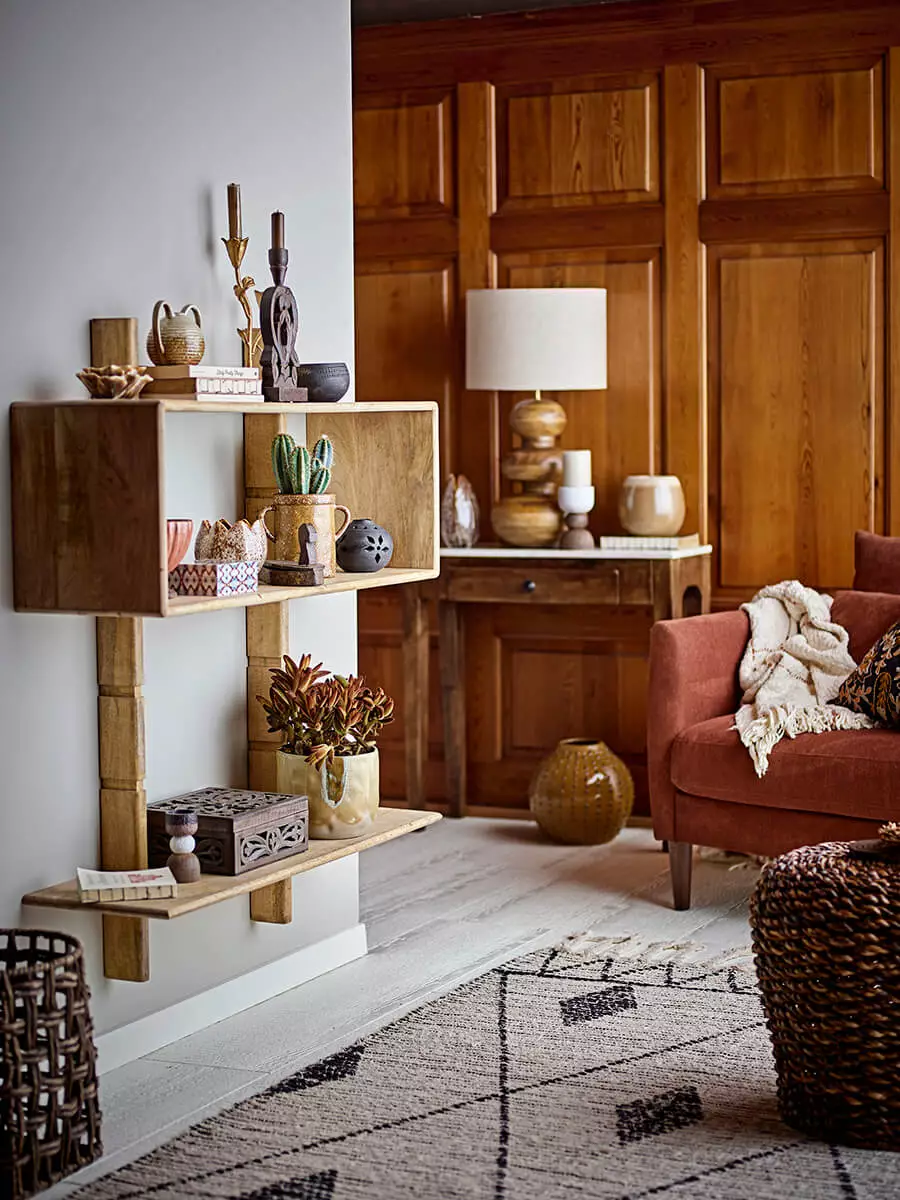 Nástěnná policová jednotka z mangového dřeva