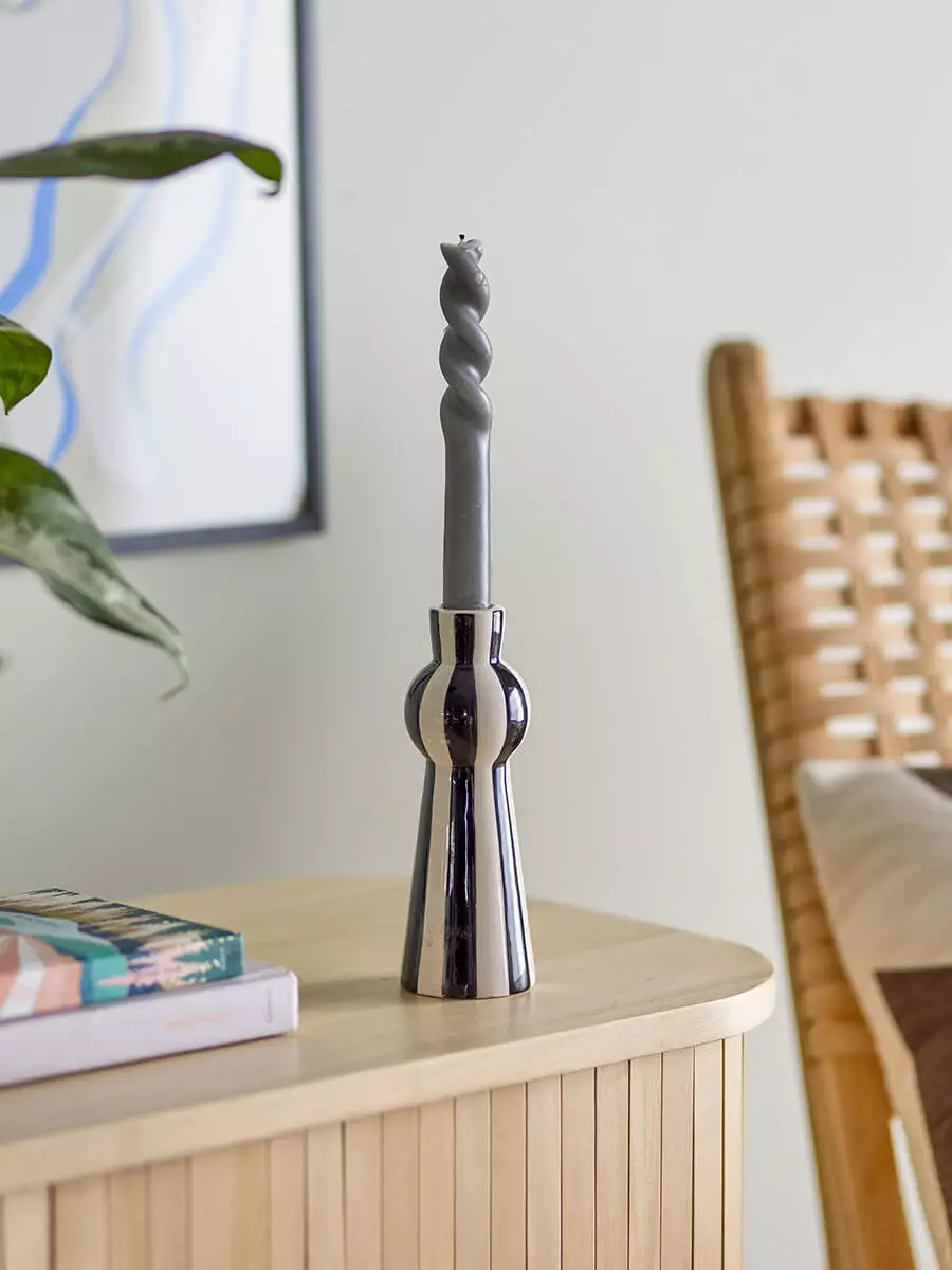 Black and white candlestick - ceramics