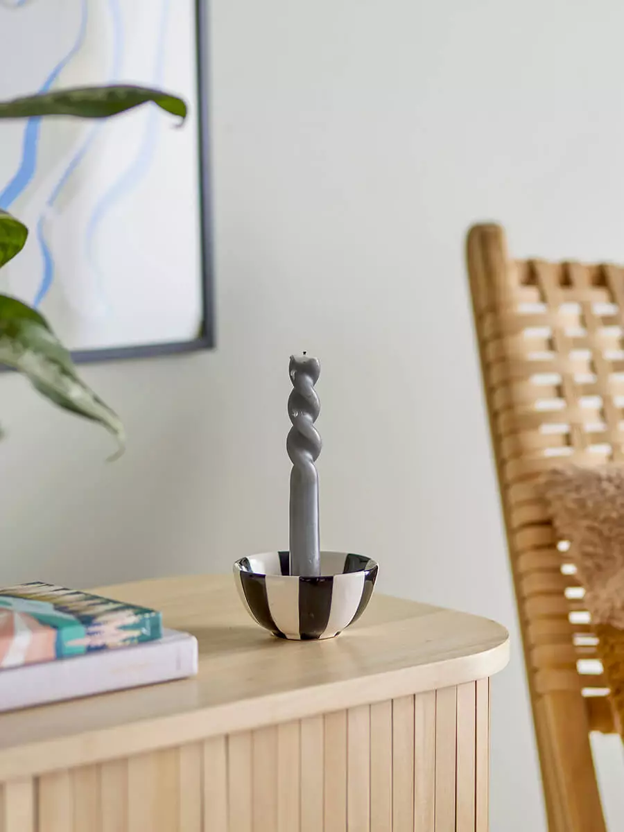 Black and white striped candlestick