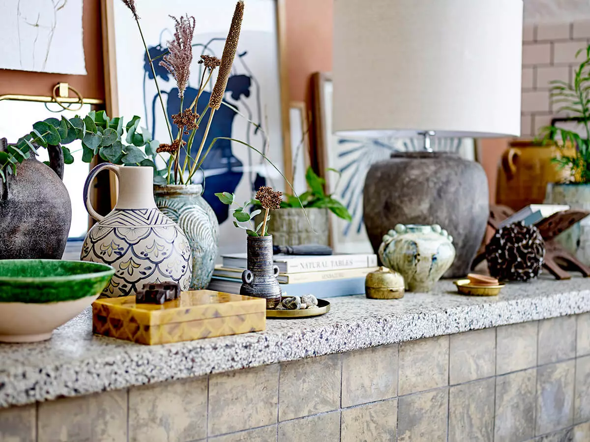 Lampa stołowa, szara kamionka