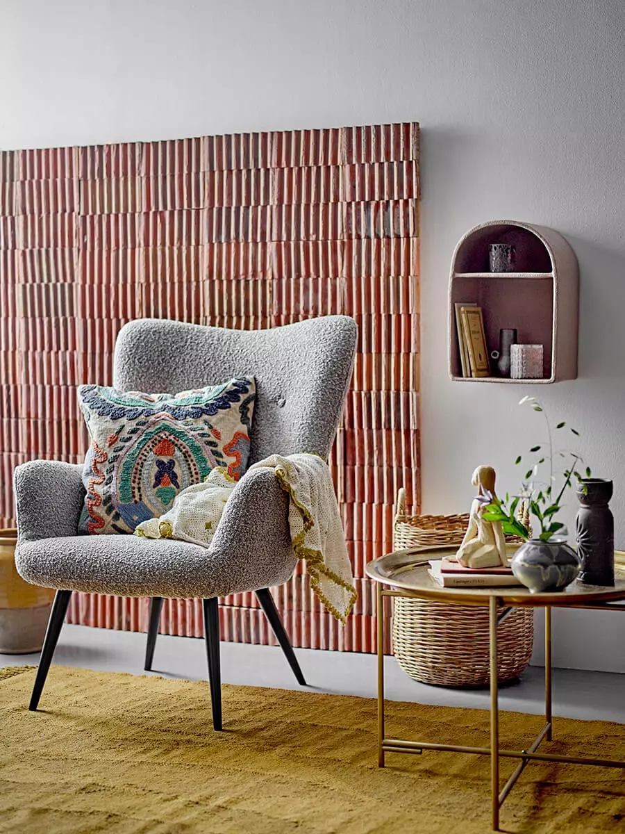 Fotelj iz tkanine v sivi barvi lounge stol v nordijskem slogu