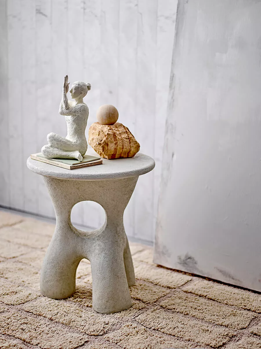 Side table with organic shape in off-white