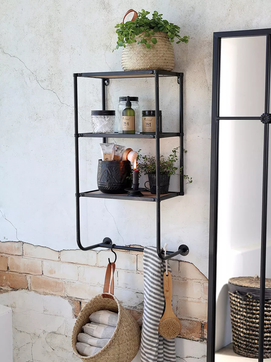 Black metal wall shelf