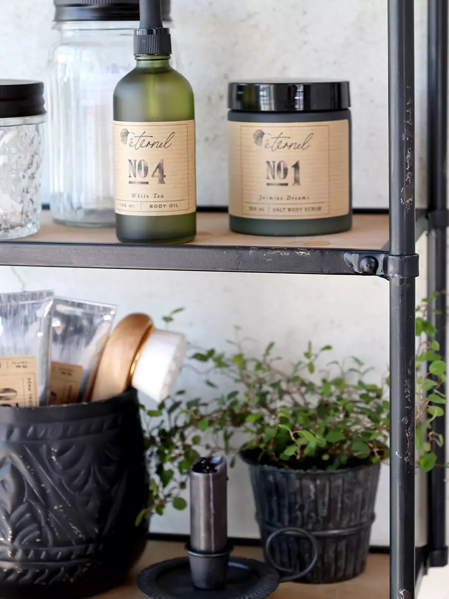 Black metal wall shelf