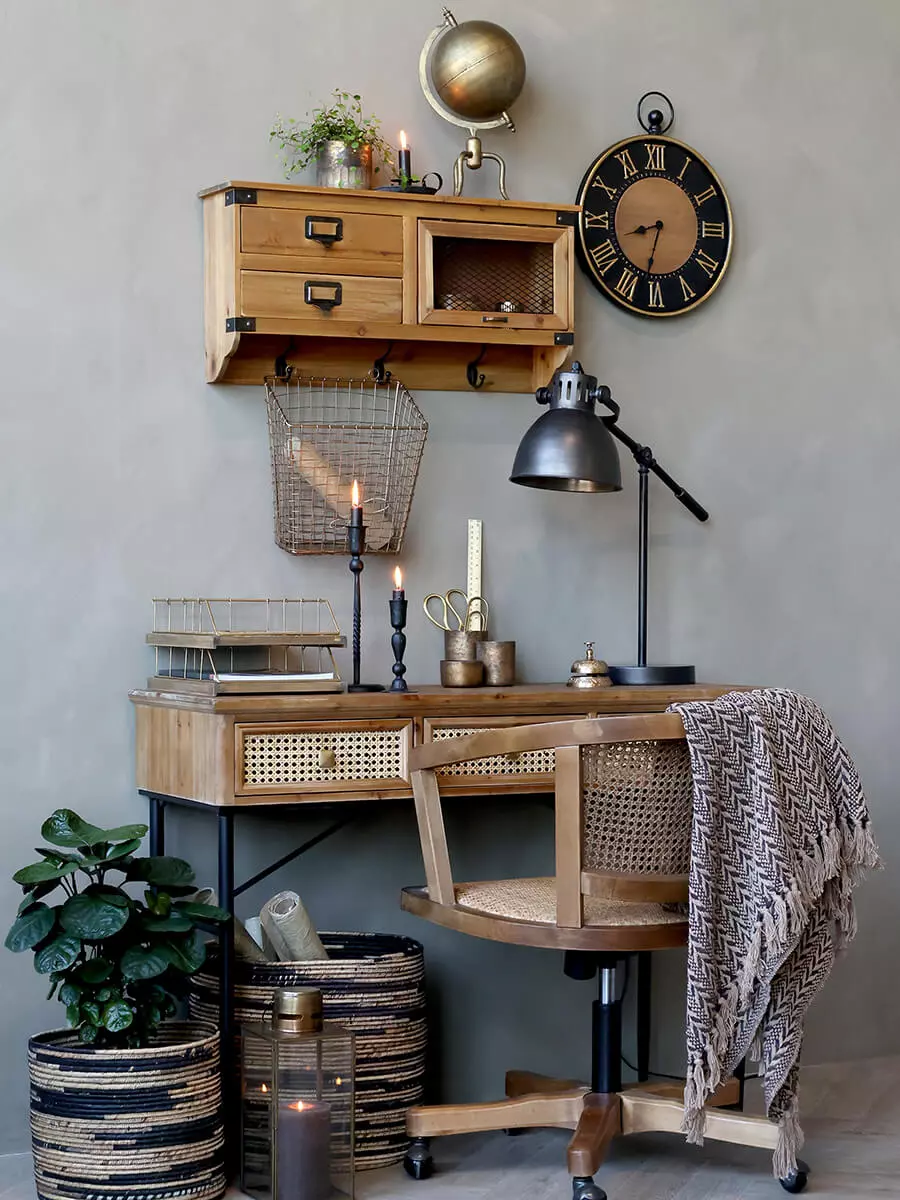Shelf with two drawers made of firwood - Chic Antique