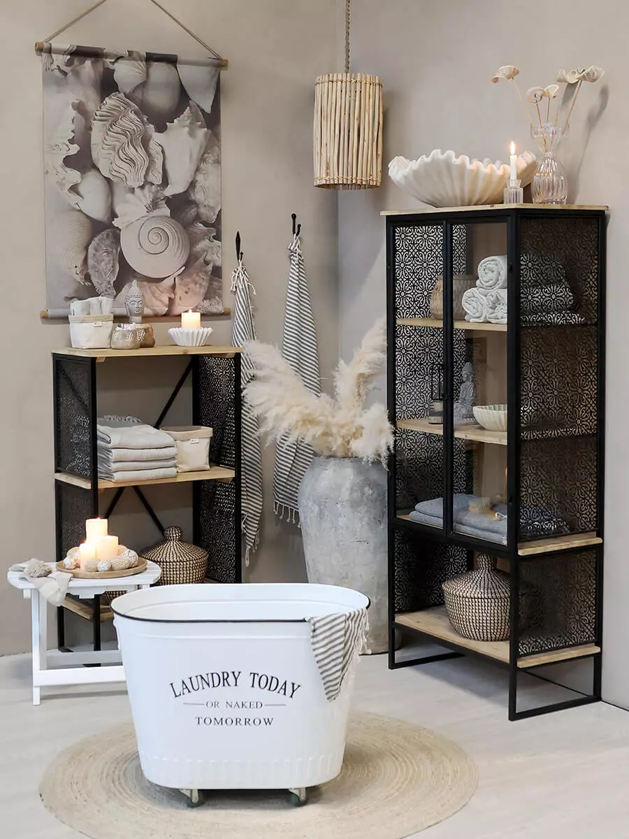 Rek met 2 legplanken - Chic Antiek