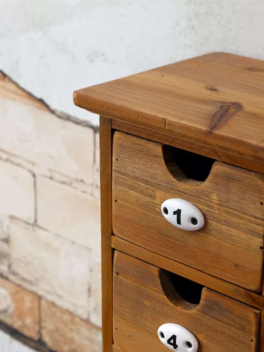 Sorting shelf with 9 drawers made of pinewood