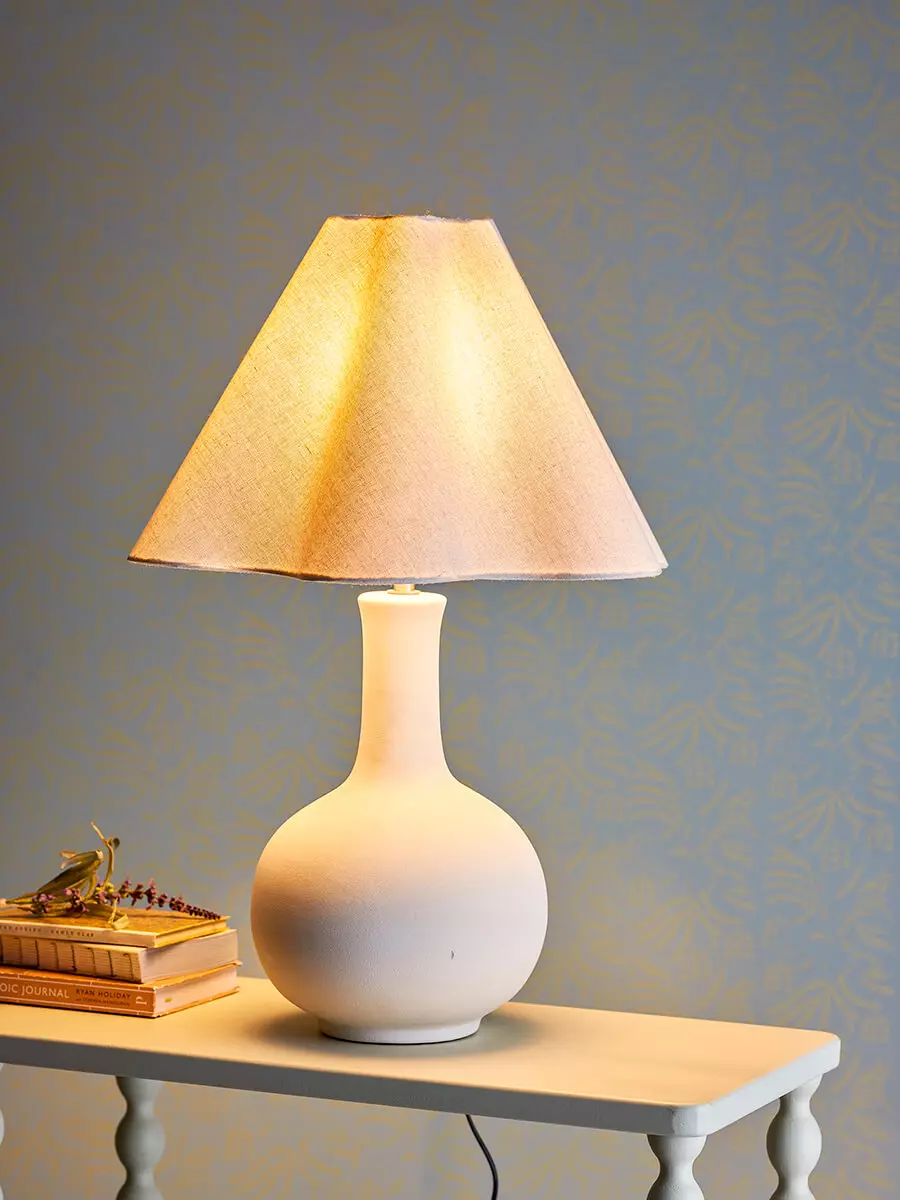 Heide Table Lamp, White, Stoneware - Image 4