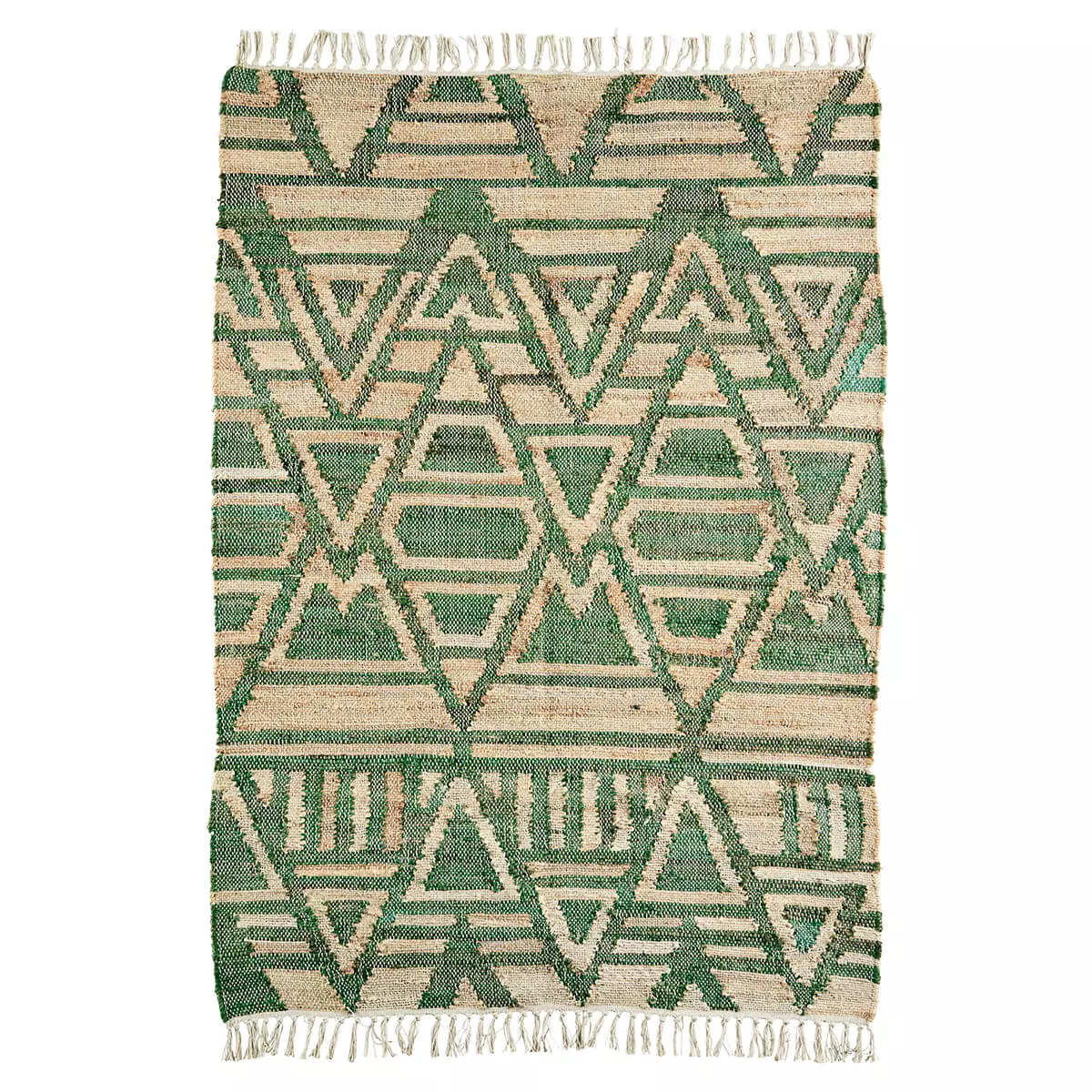 Grüner handgewebter Juteteppich