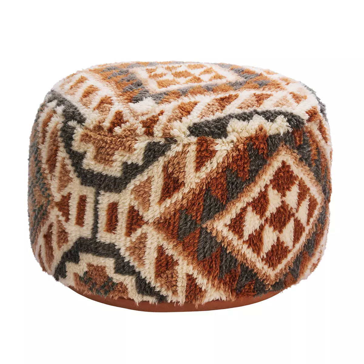 Handwoven wool pouf