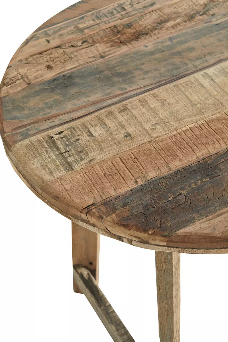 Okrogla kavarniška miza iz recikliranega lesa