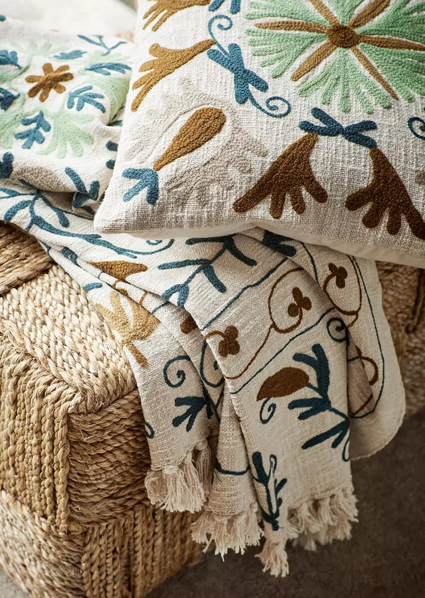 Suzani izvezen bombažni metulj - zelen