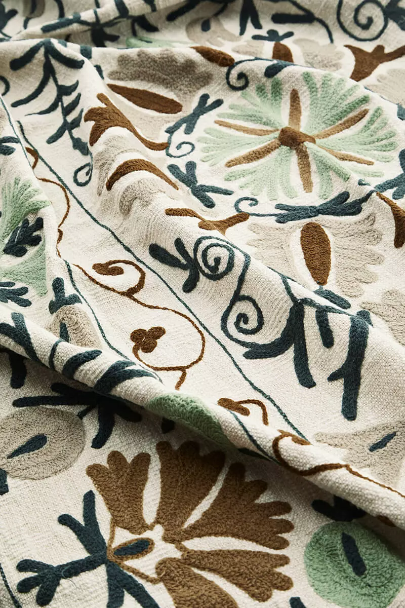 Suzani izvezen bombažni metulj - zelen