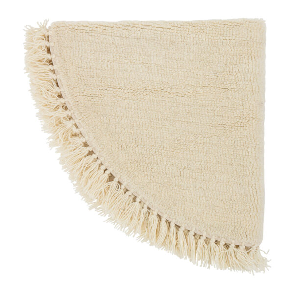 Round beige wool rug