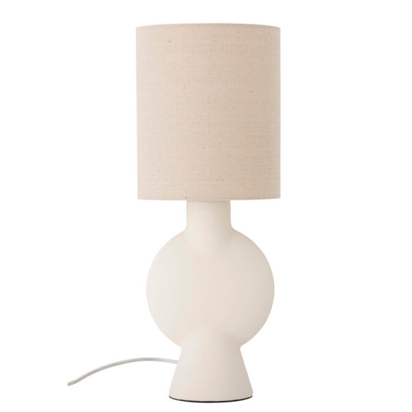 Stolní lampa z kameniny ve světlé barvě v severském stylu