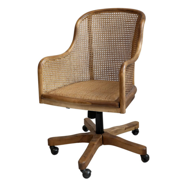 Office chair made of birch wood with rattan seat - Chic Antique