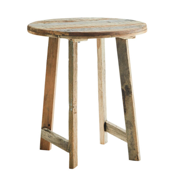 Round cafe table recycled wood